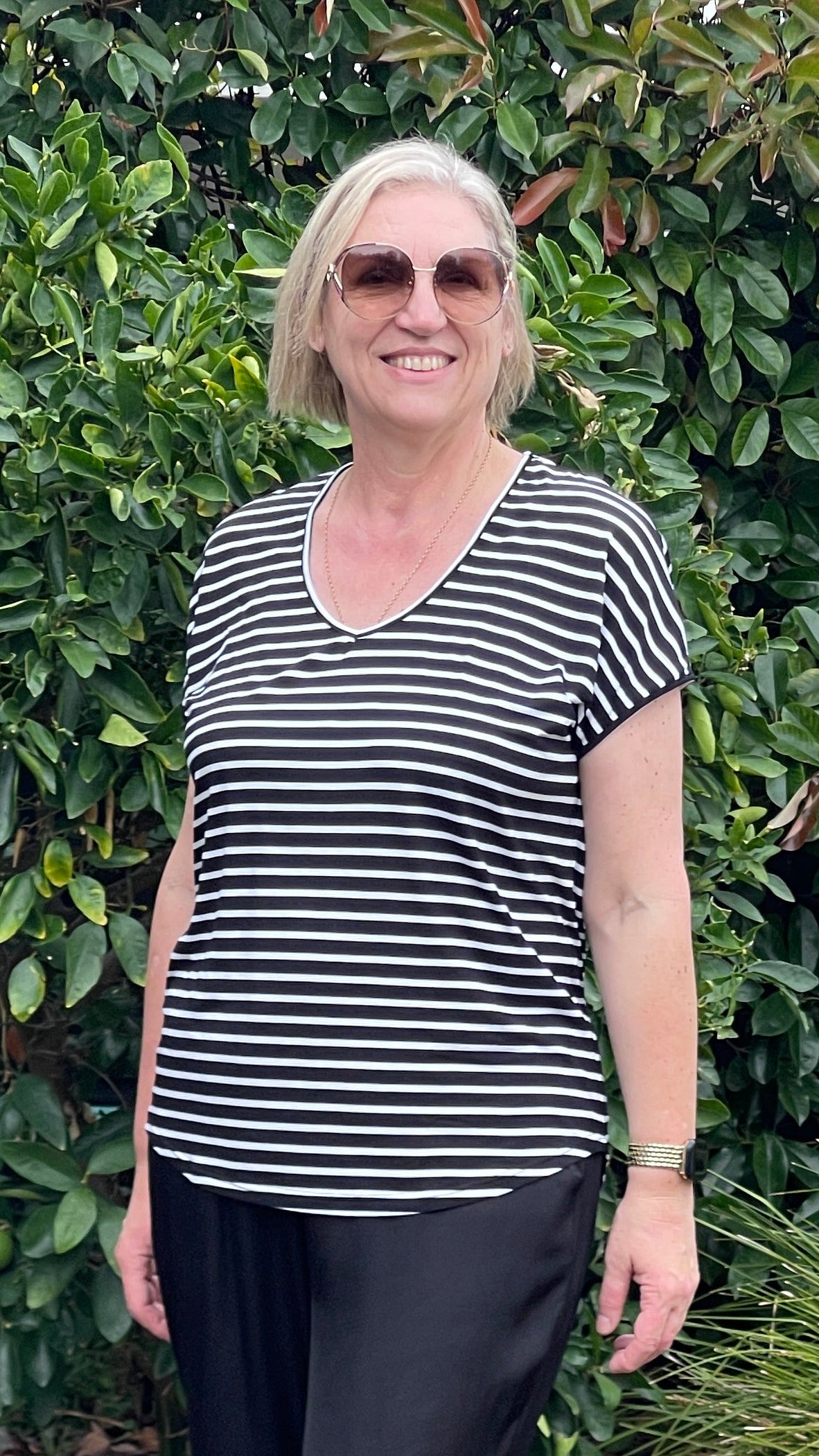 demi tee - b/w stripe