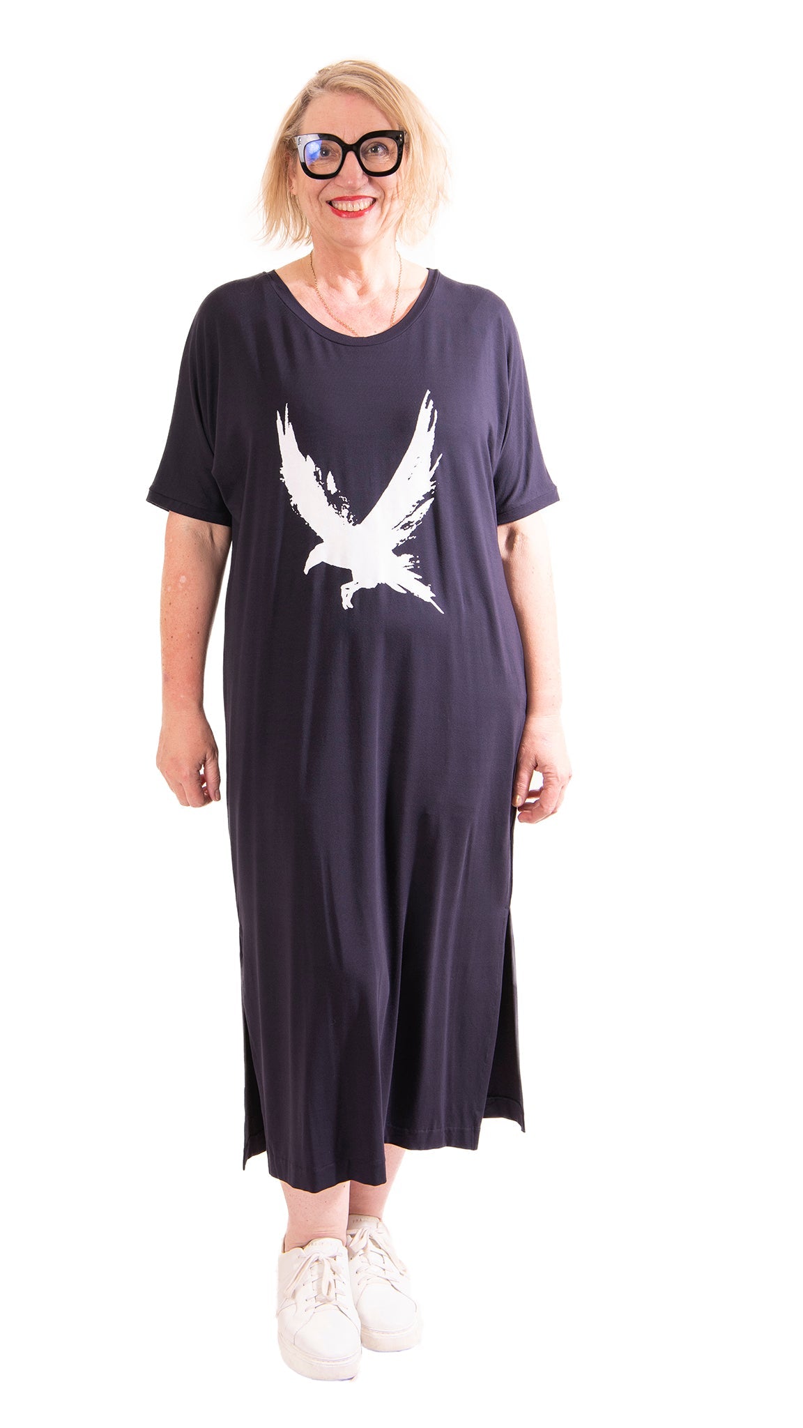 tee dress navy - white raven