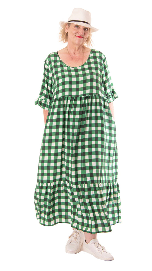 lilah dress - green gingham