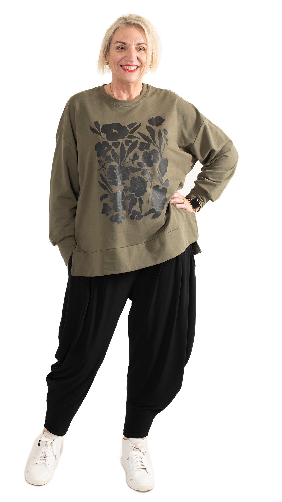 Storm sweat khaki - Square floral