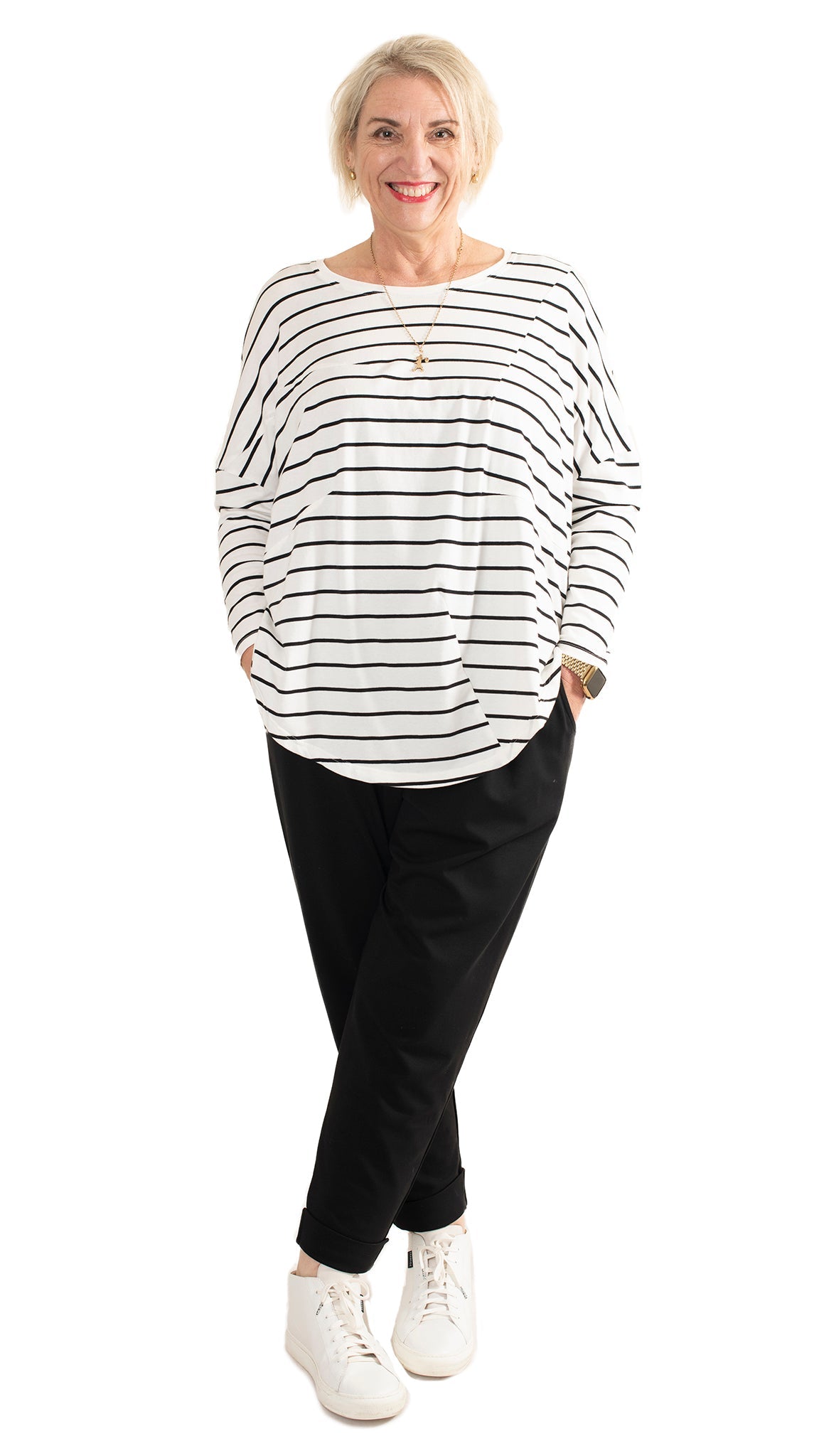 Dart top - white stripe