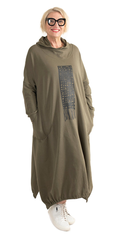 Skate Dress Khaki - Weave print