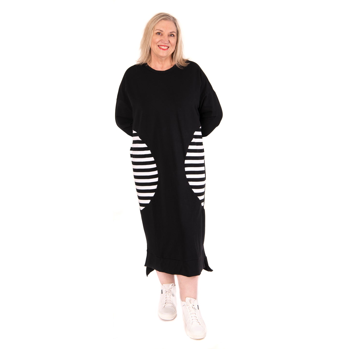crescent dress - stripe