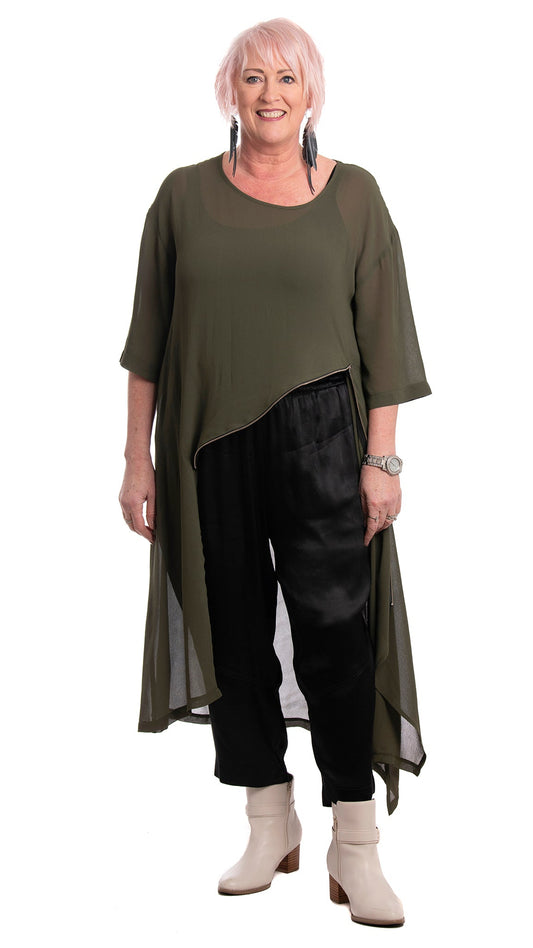 divide pant black satin
