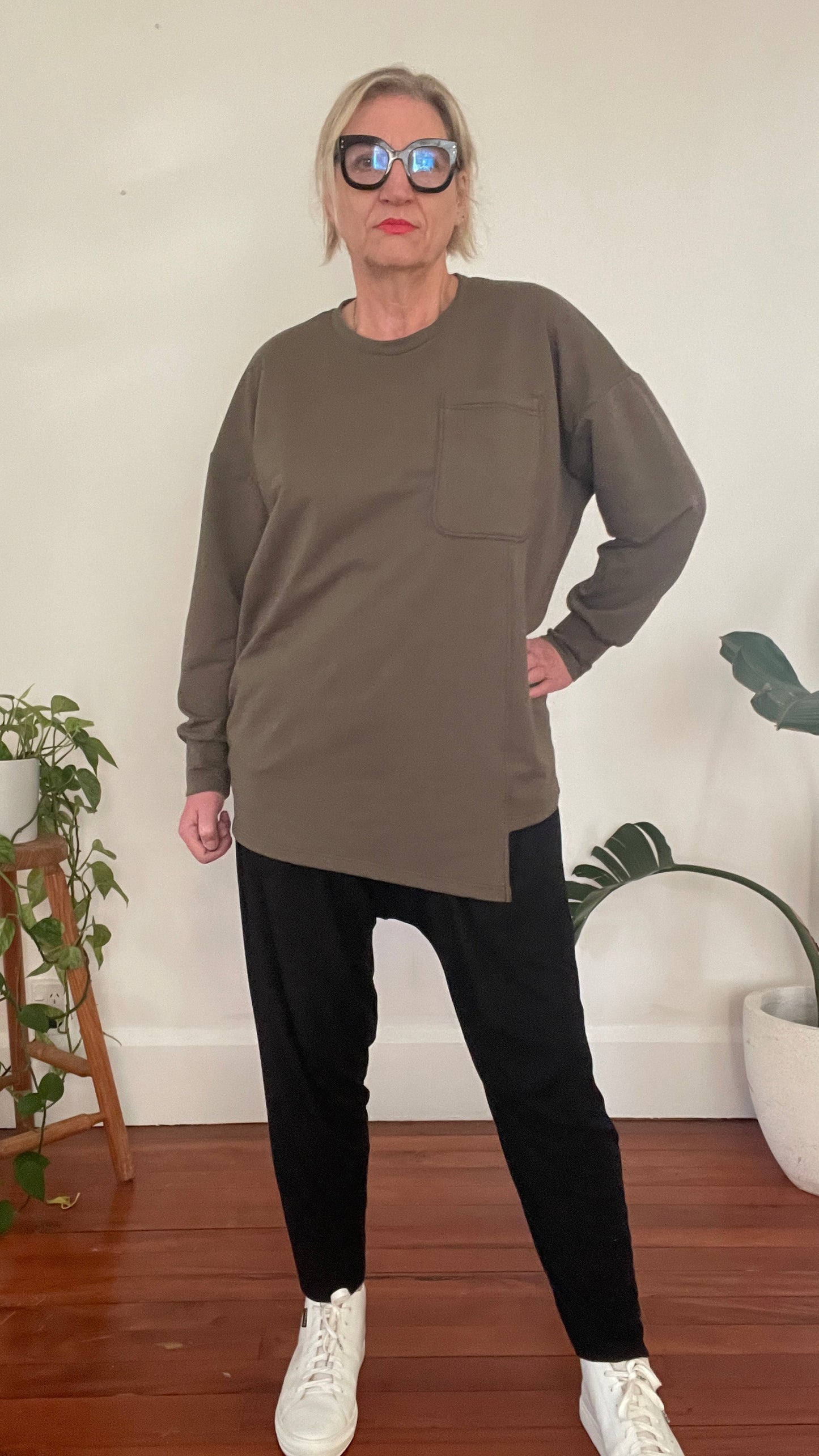 Patch Pocket Sweat - Khaki