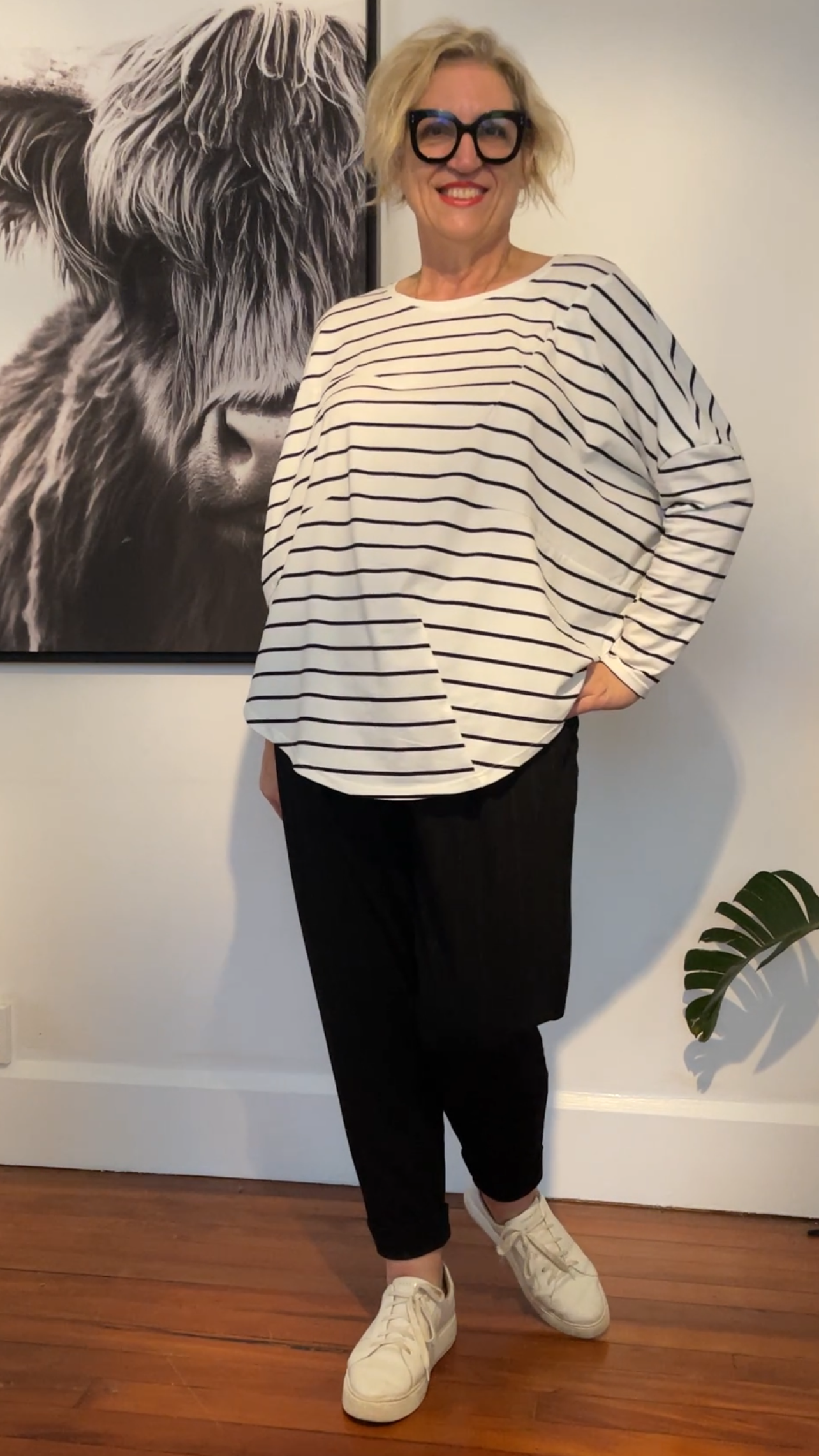 Dart top - white stripe