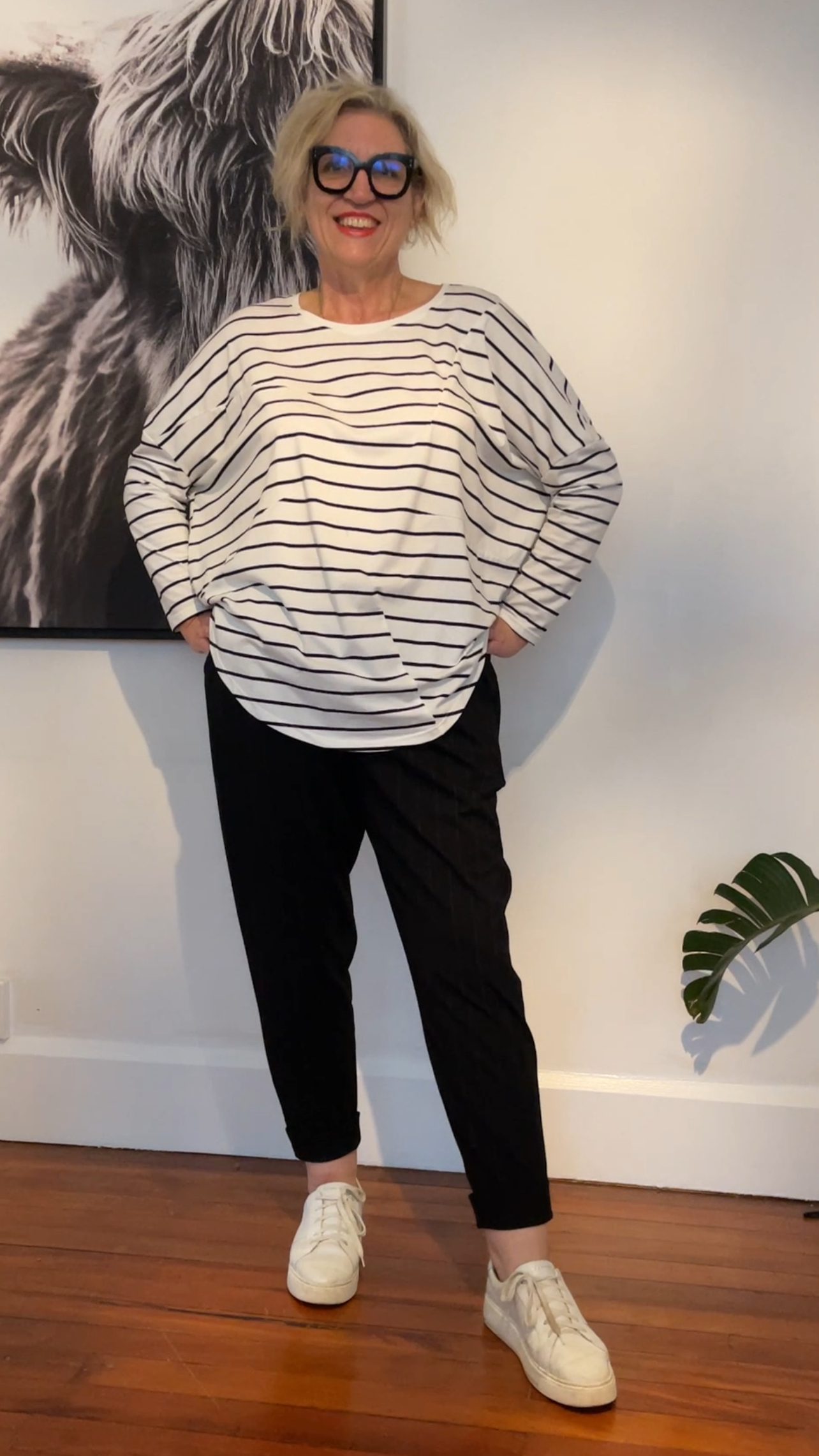 Dart top - white stripe