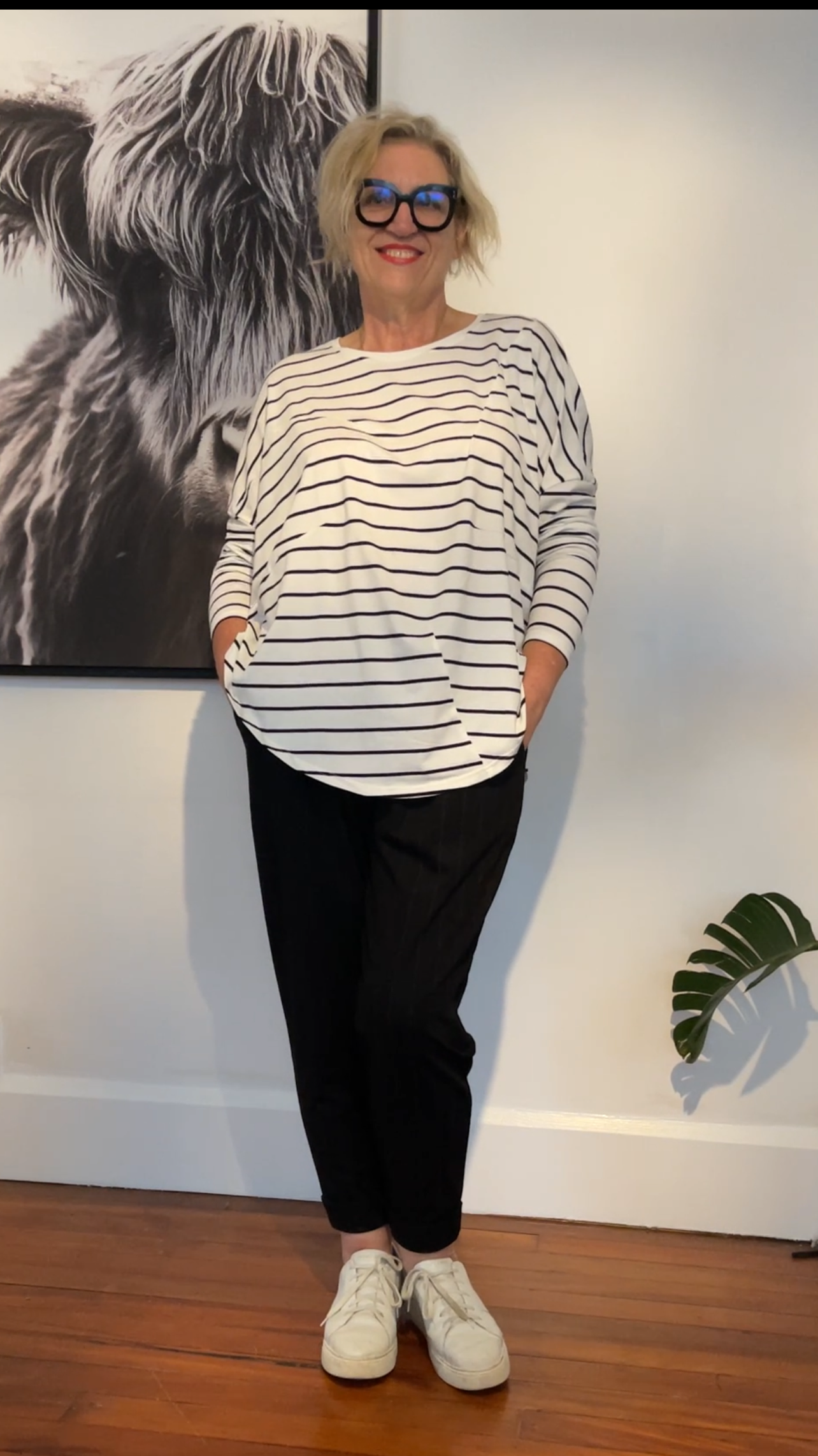 Dart top - white stripe