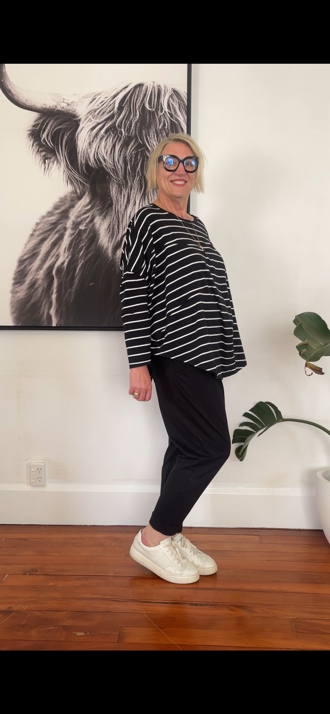 Dart top - Black stripe