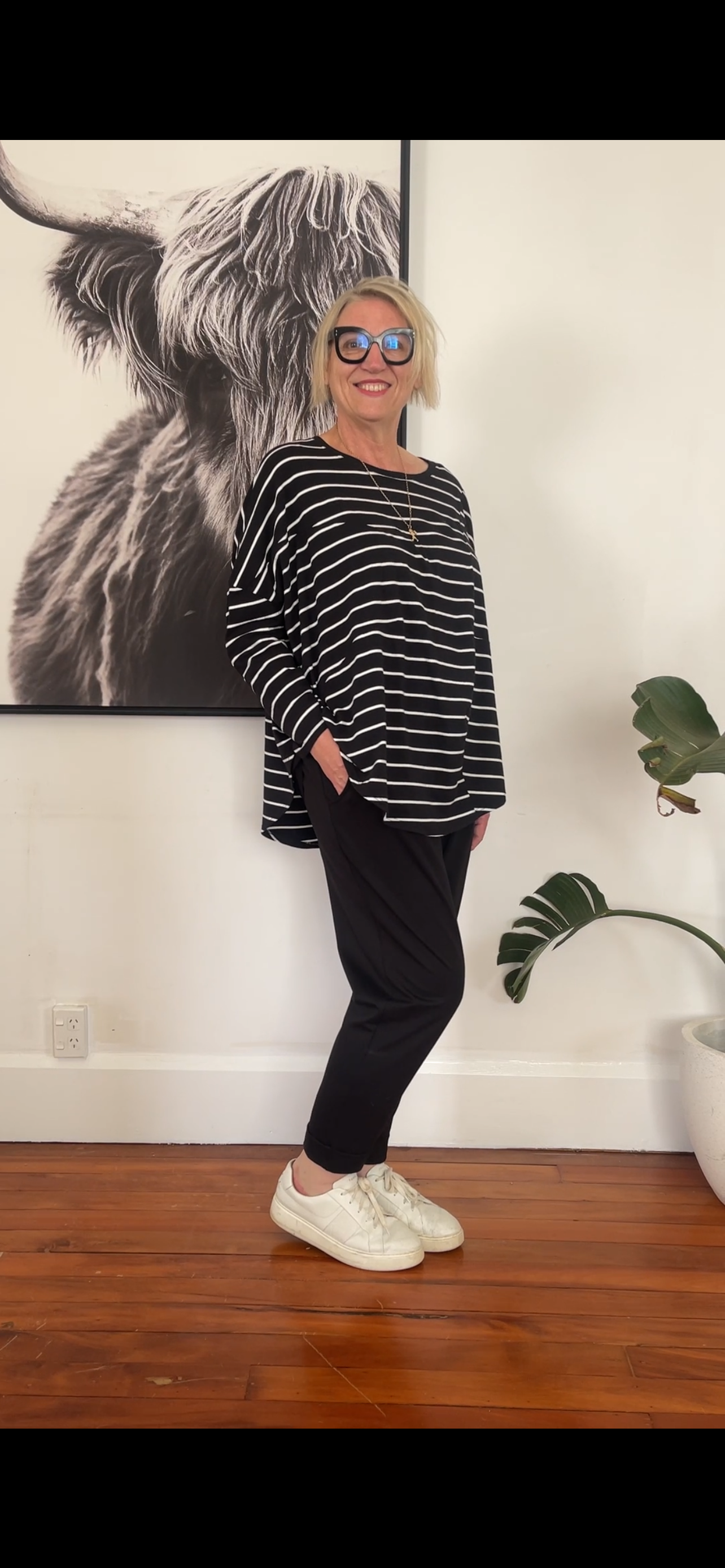 Dart top - Black stripe