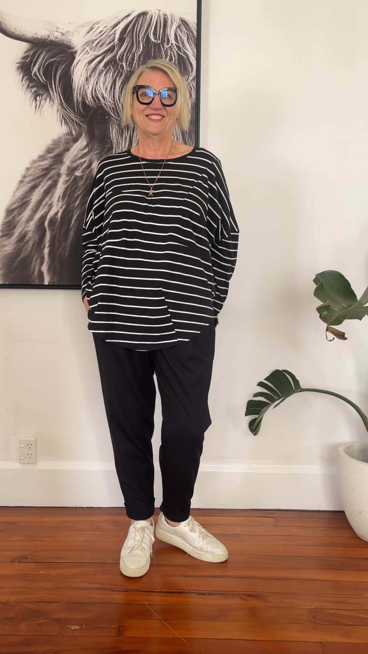 Dart top - Black stripe