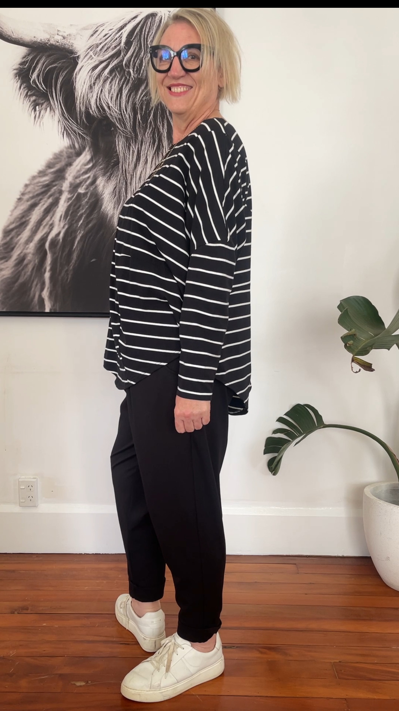 Dart top - Black stripe