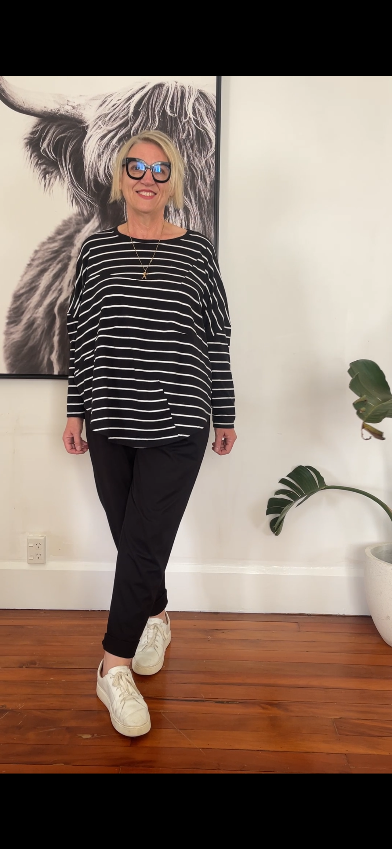 Dart top - Black stripe