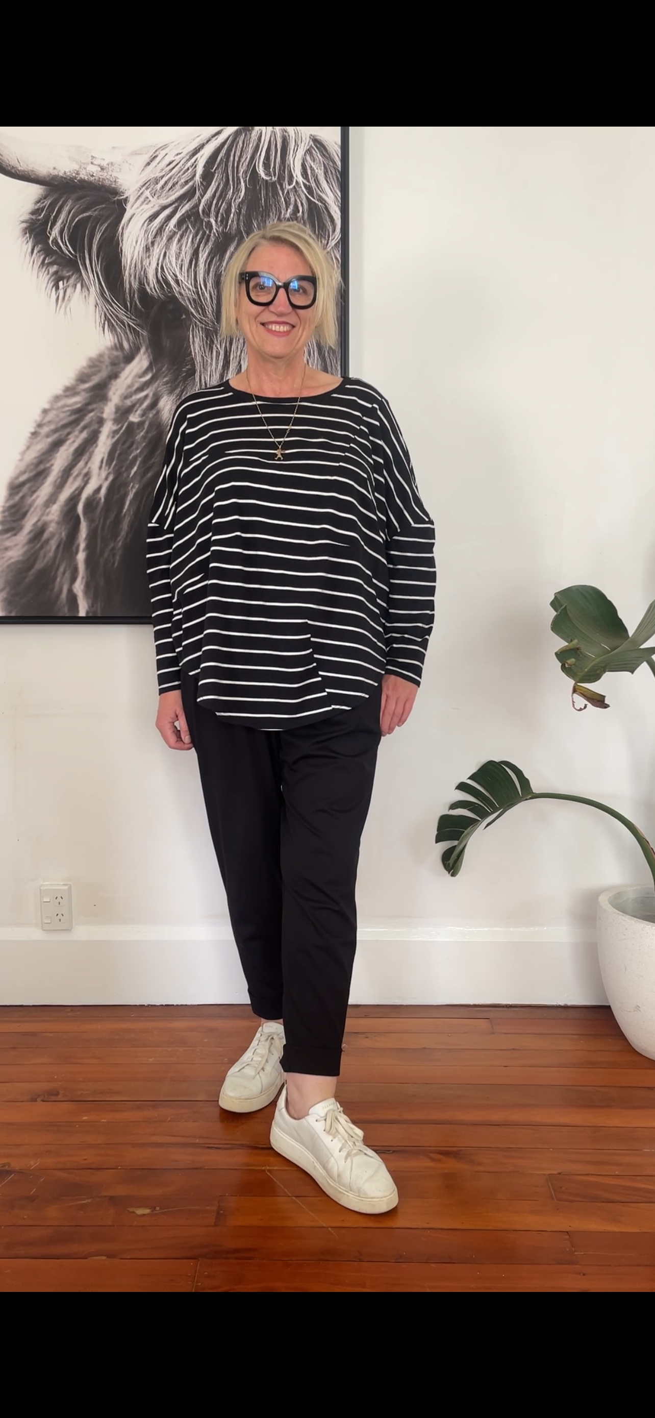 Dart top - Black stripe