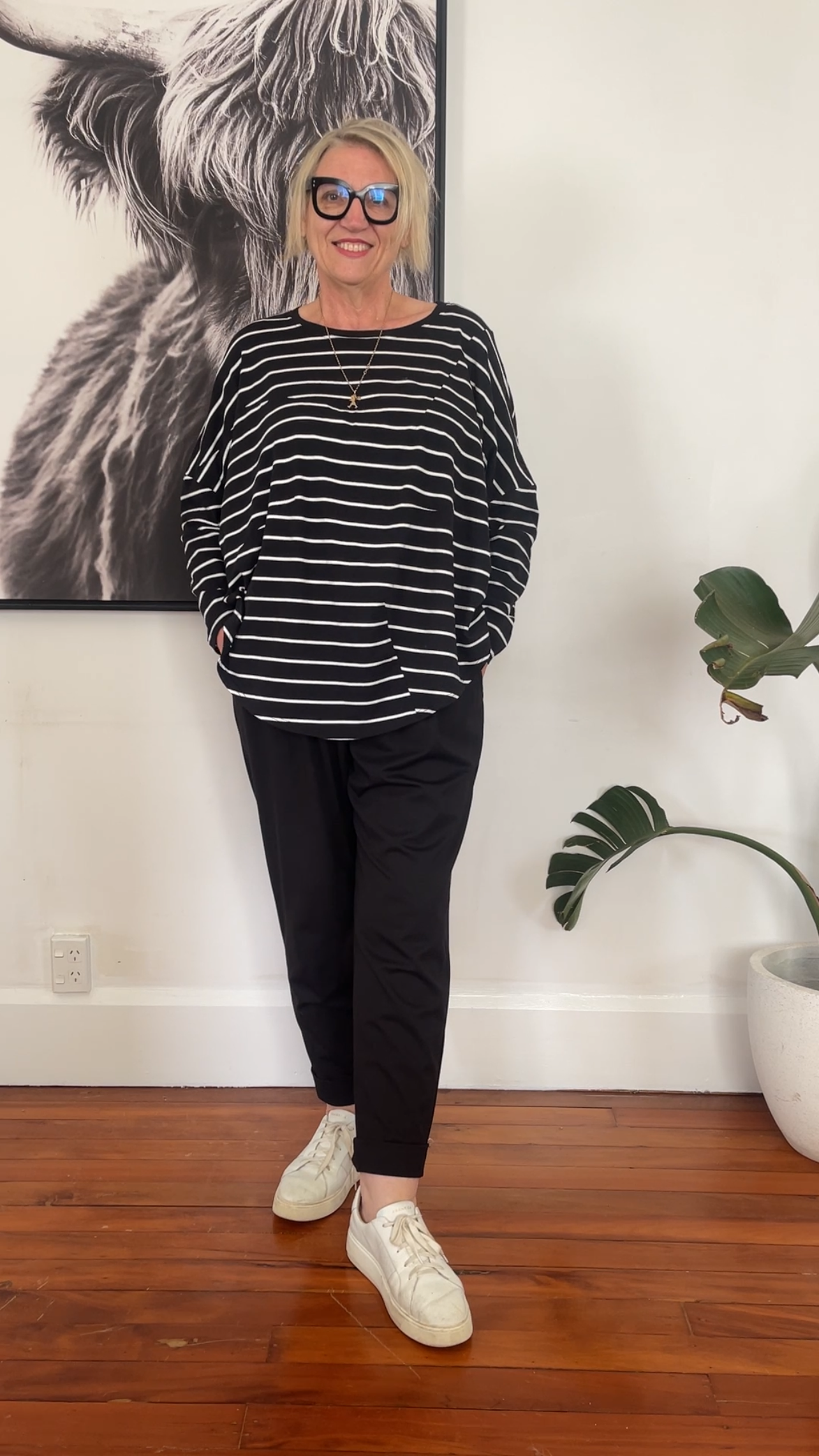 Dart top - Black stripe