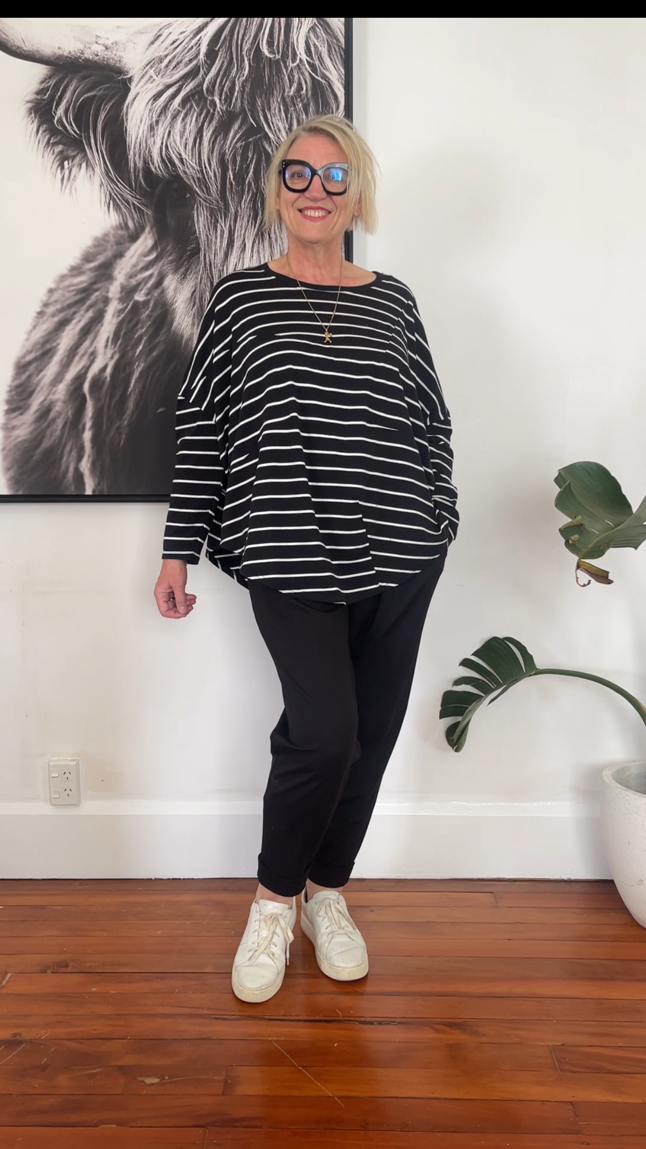 Dart top - Black stripe