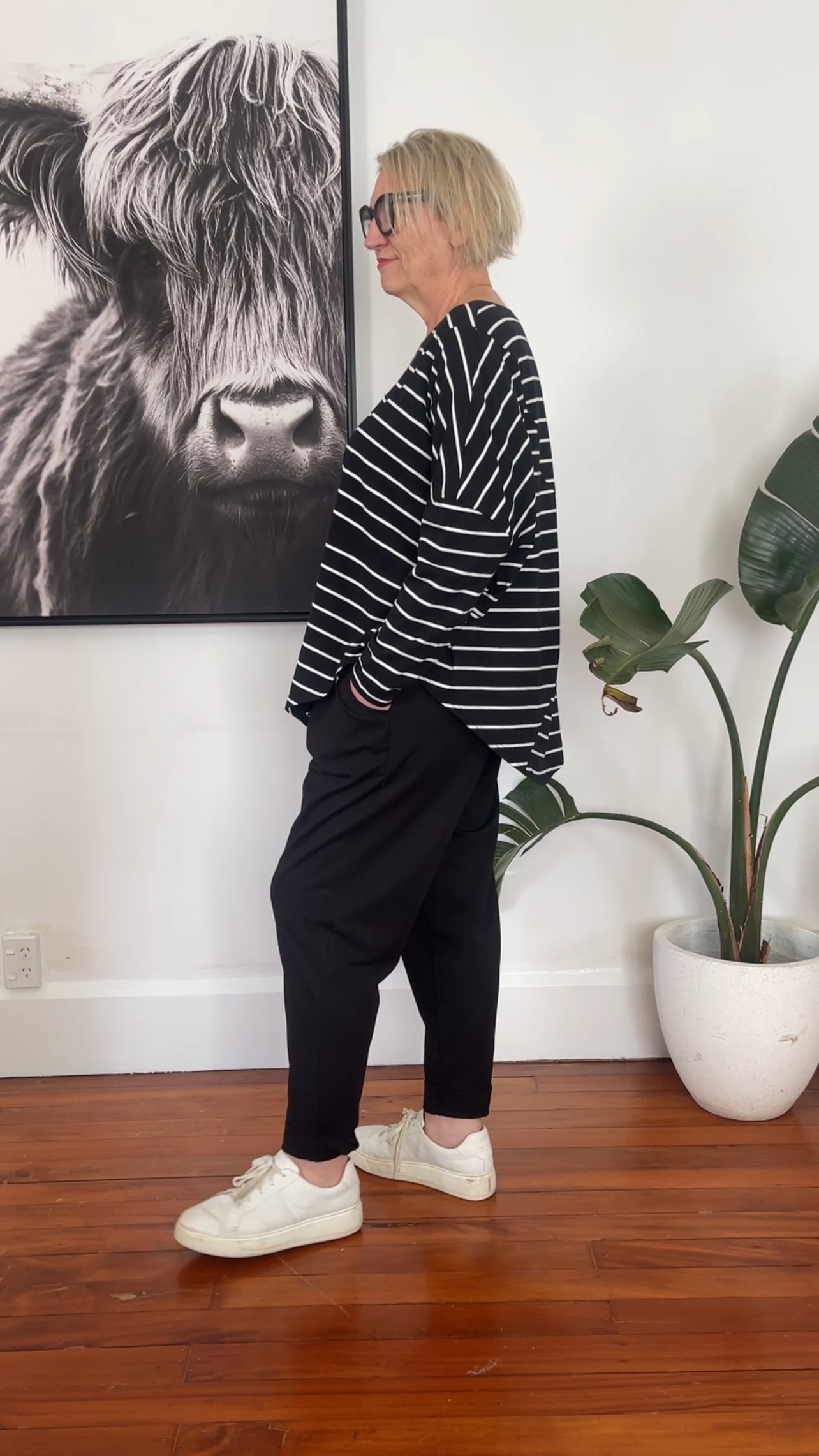 Dart top - Black stripe