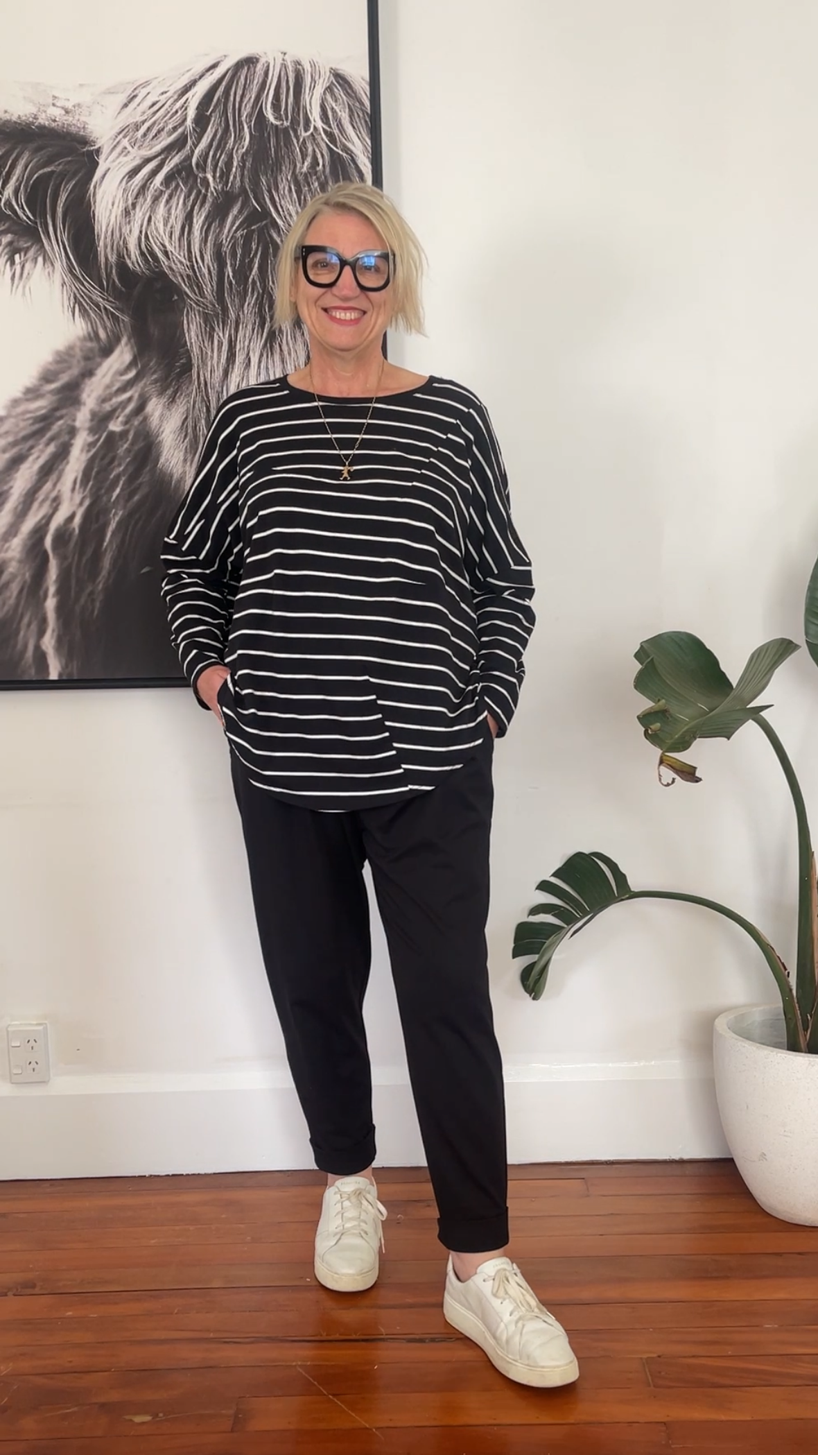 Dart top - Black stripe