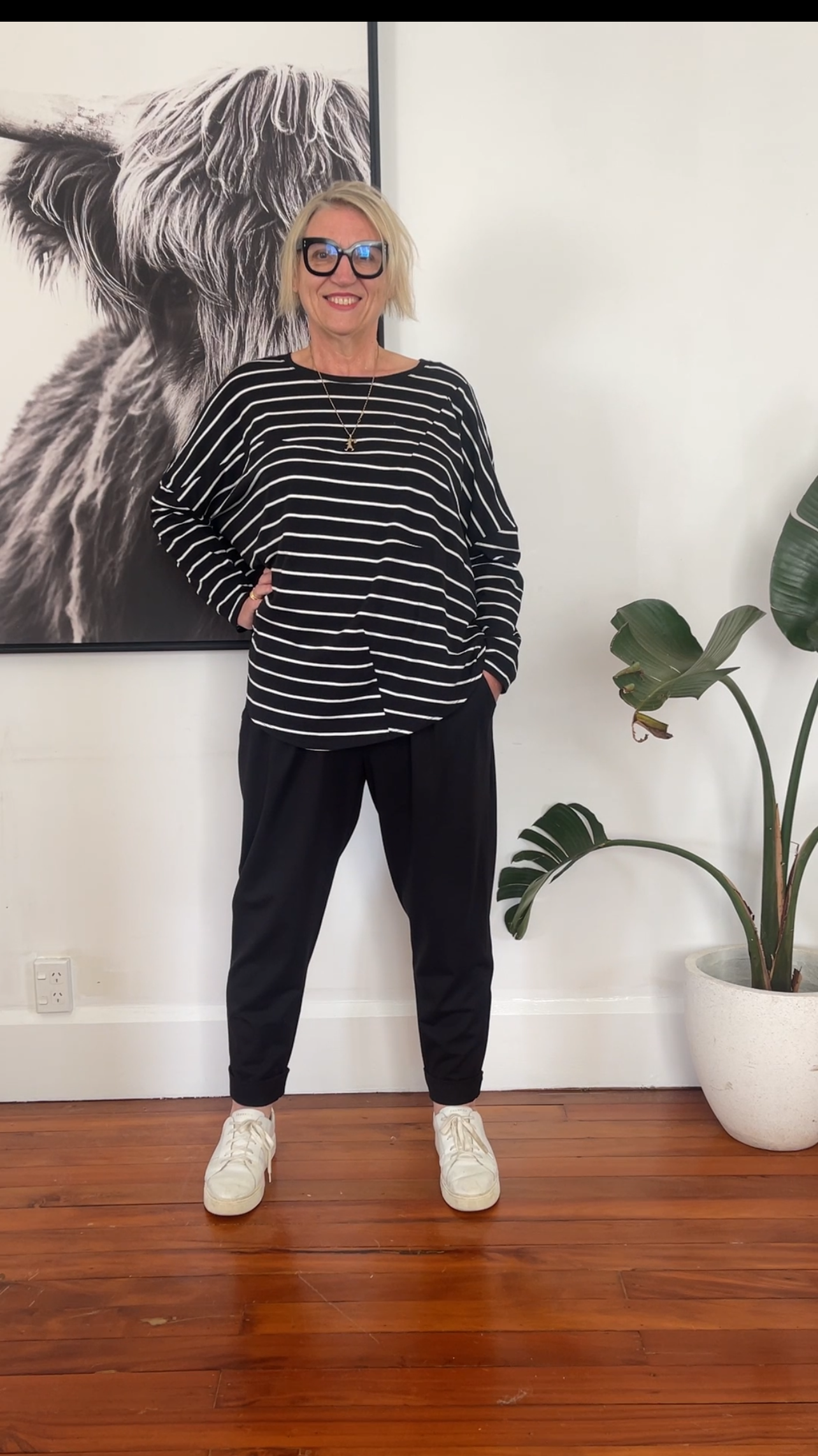 Dart top - Black stripe