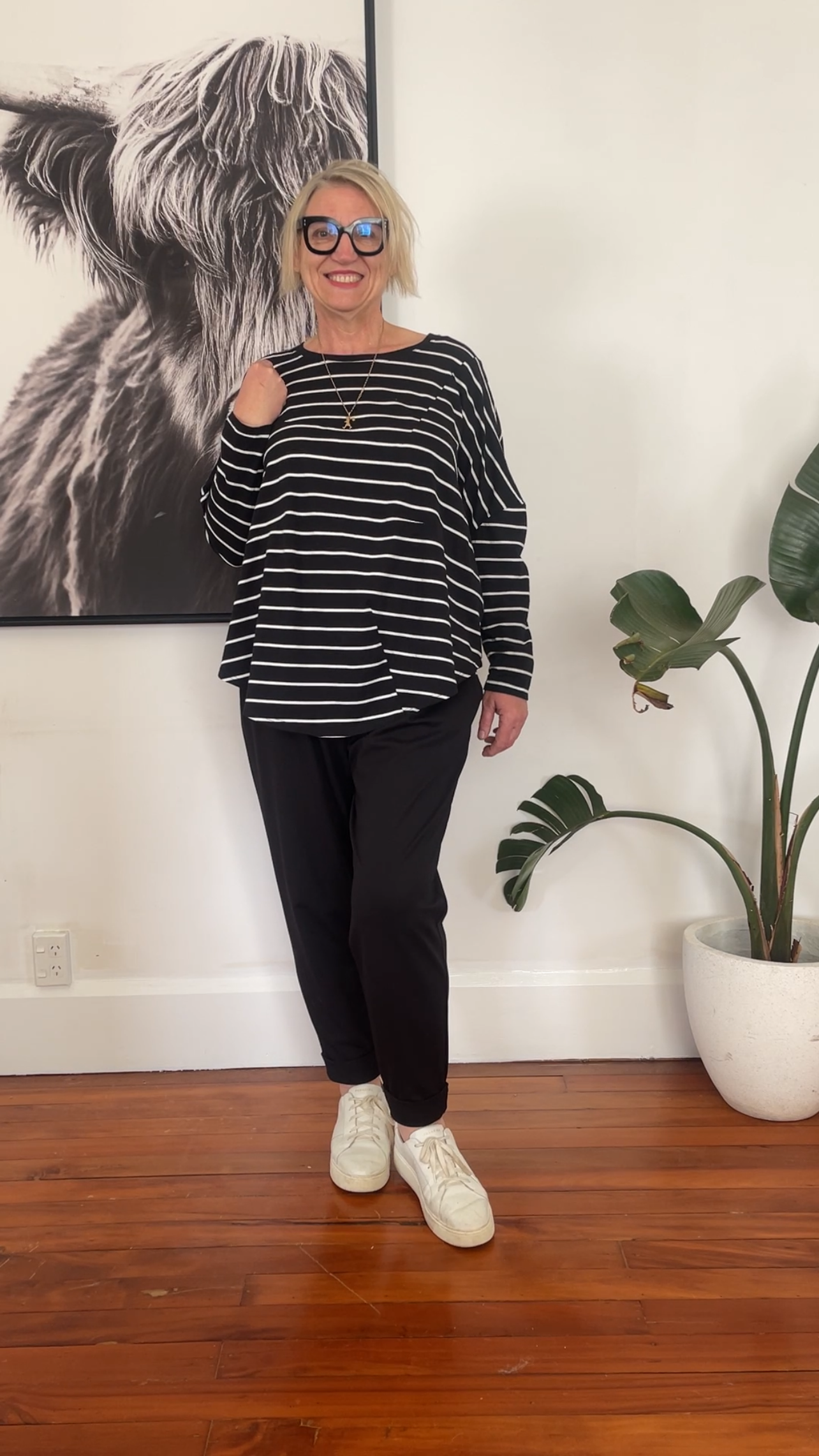 Dart top - Black stripe