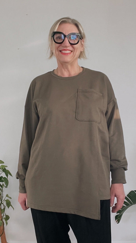 Patch Pocket Sweat - Khaki