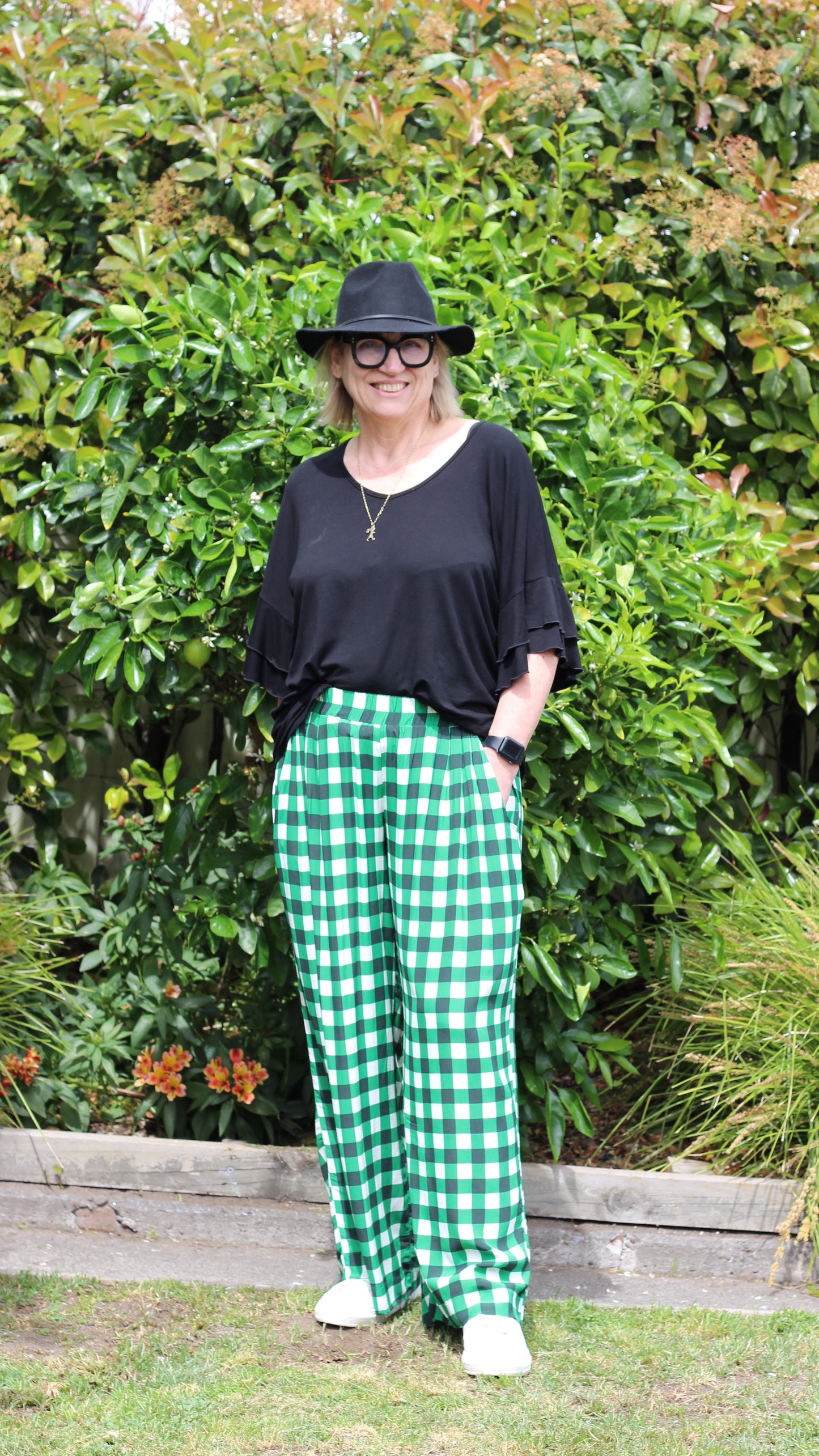 venice pant - green gingham