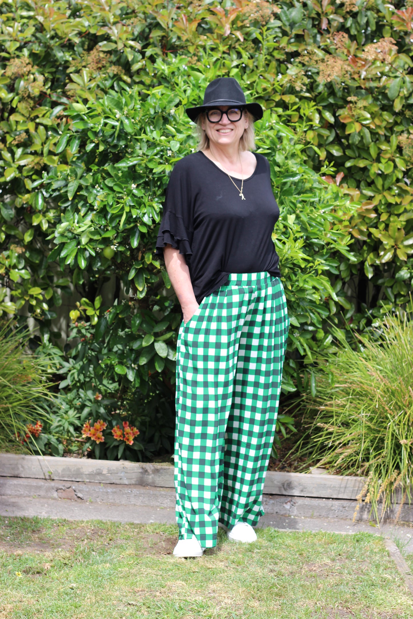 venice pant - green gingham