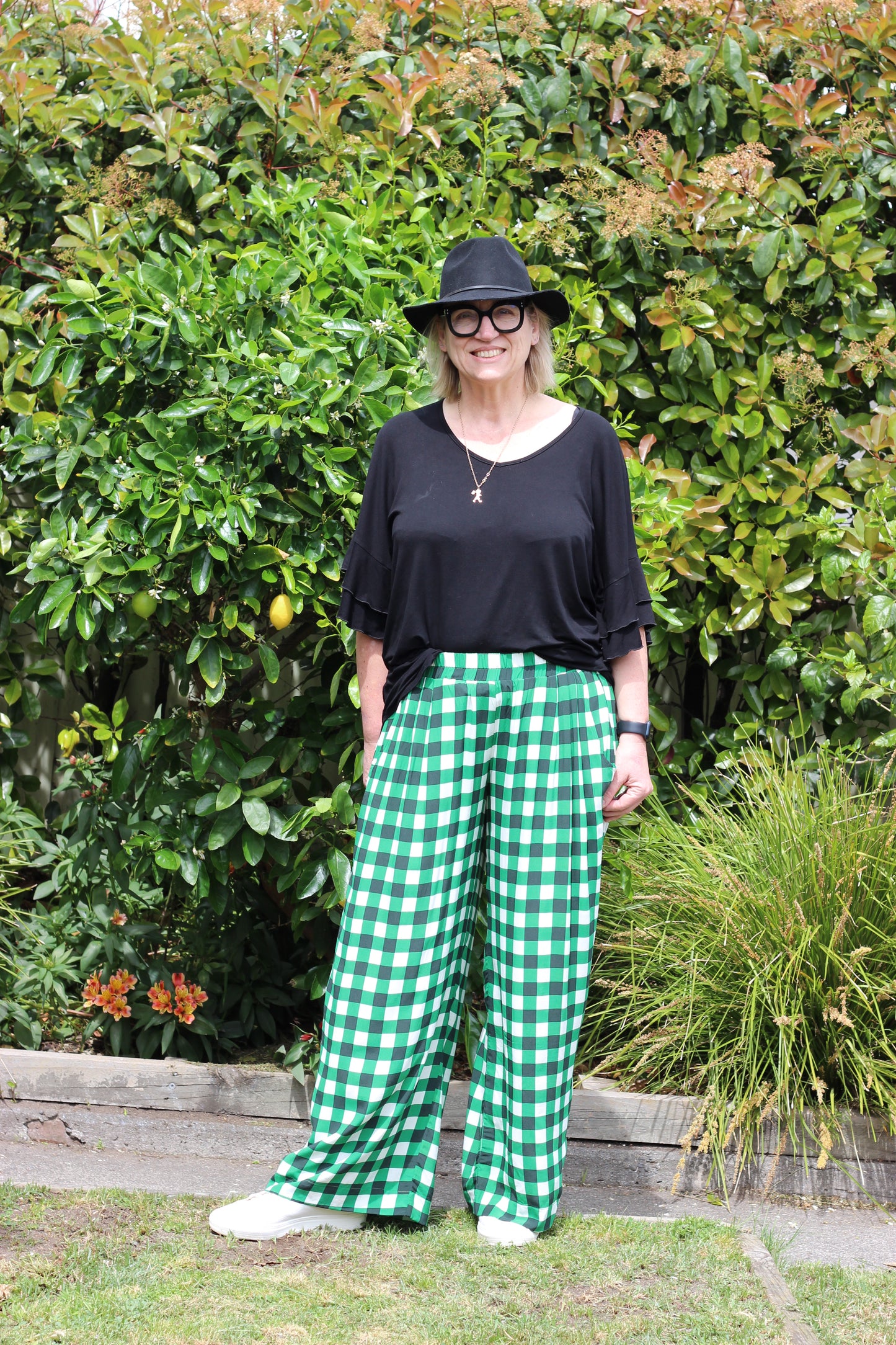 venice pant - green gingham