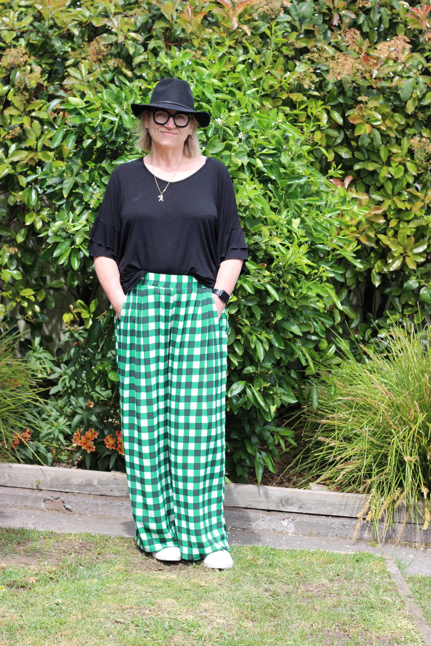 venice pant - green gingham