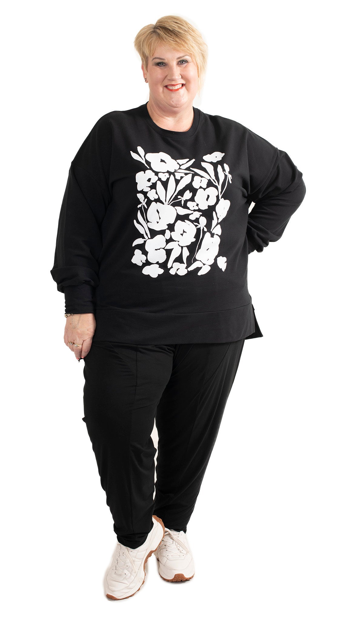 Storm sweat Black - Square floral