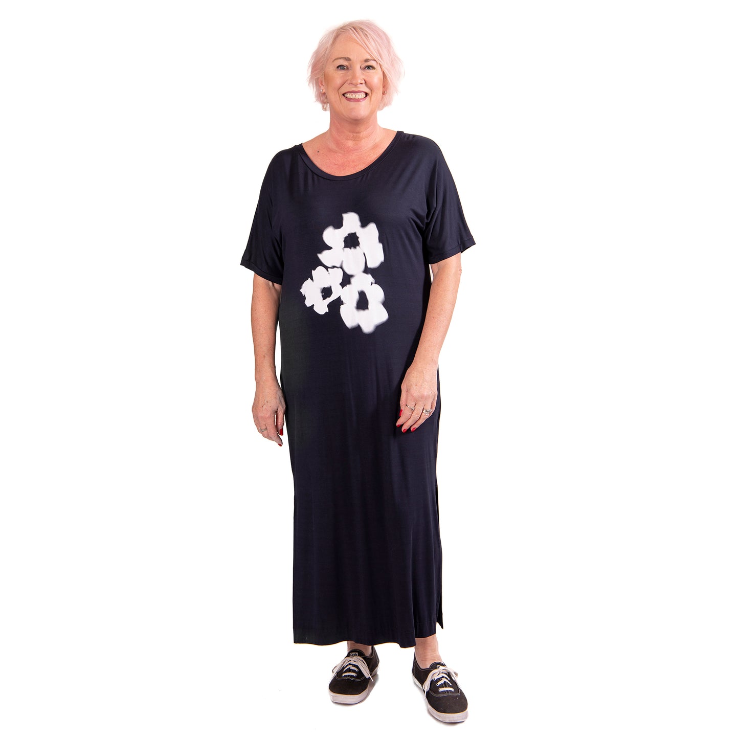 tee dress navy - white bouquet