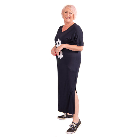 tee dress black - black bouquet