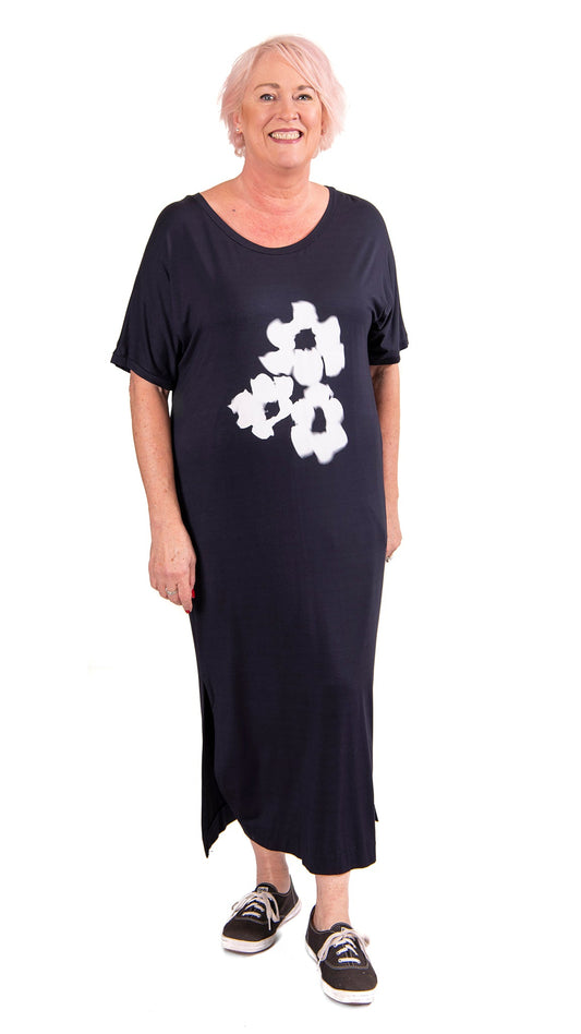 tee dress black - black bouquet