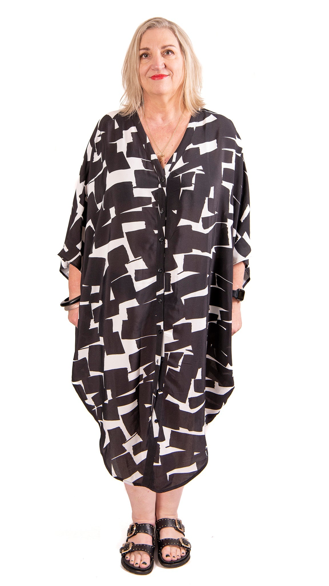 lulu kaftan dress - b/w print