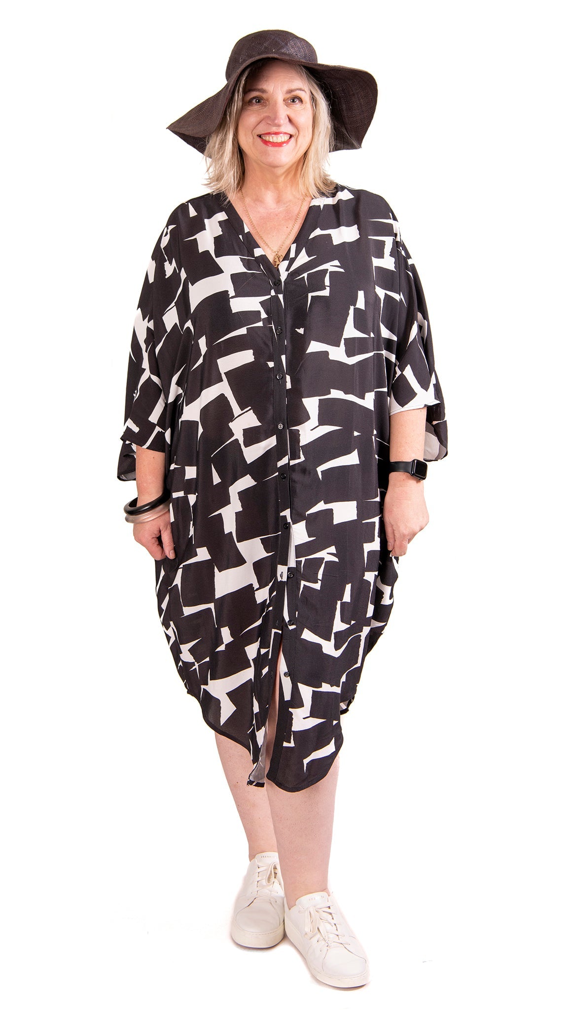 lulu kaftan dress - b/w print