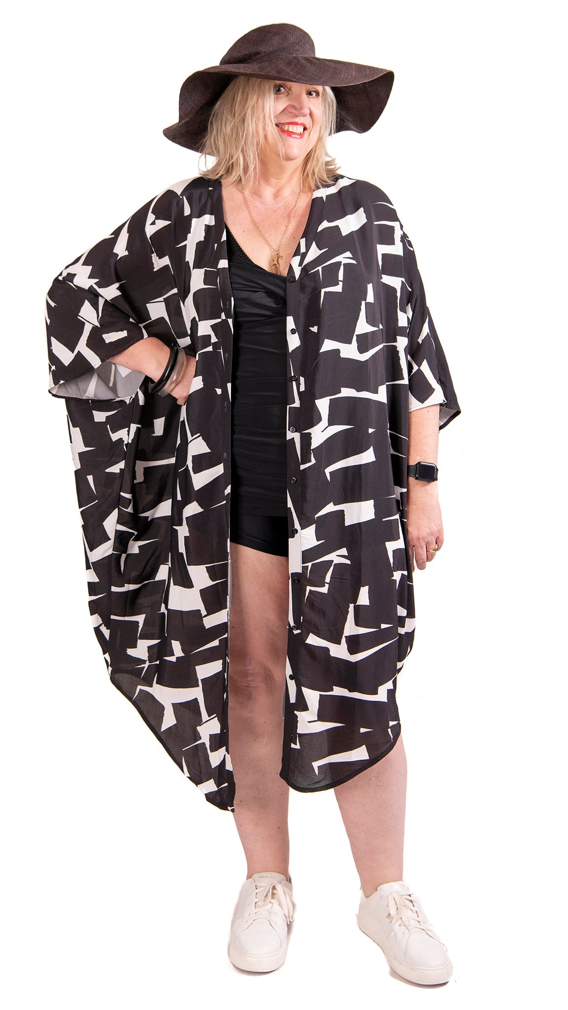 lulu kaftan dress - b/w print