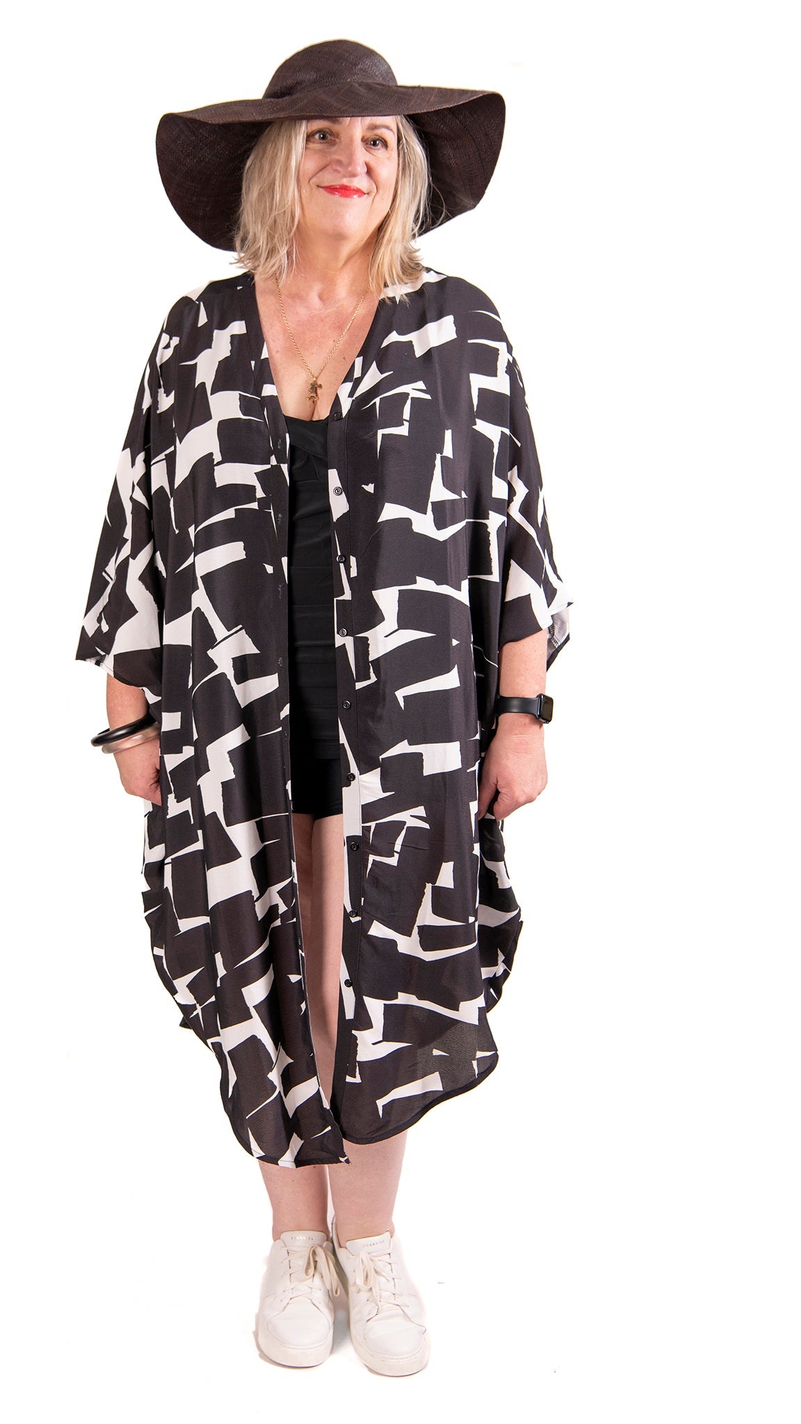 lulu kaftan dress - b/w print