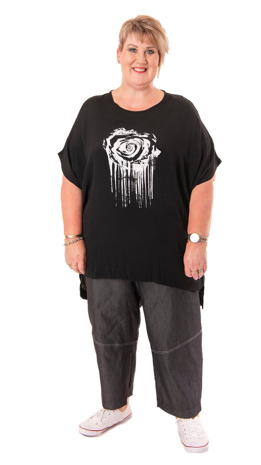 fluid top - crying rose print