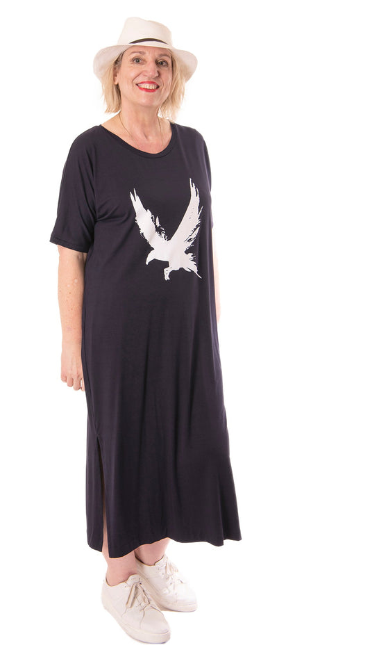tee dress navy - white raven