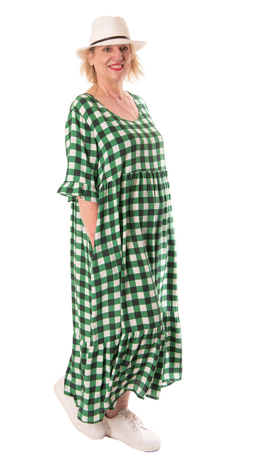 lilah dress - green gingham