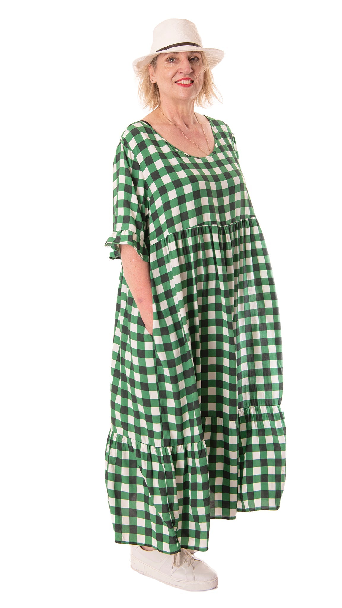 lilah dress - green gingham