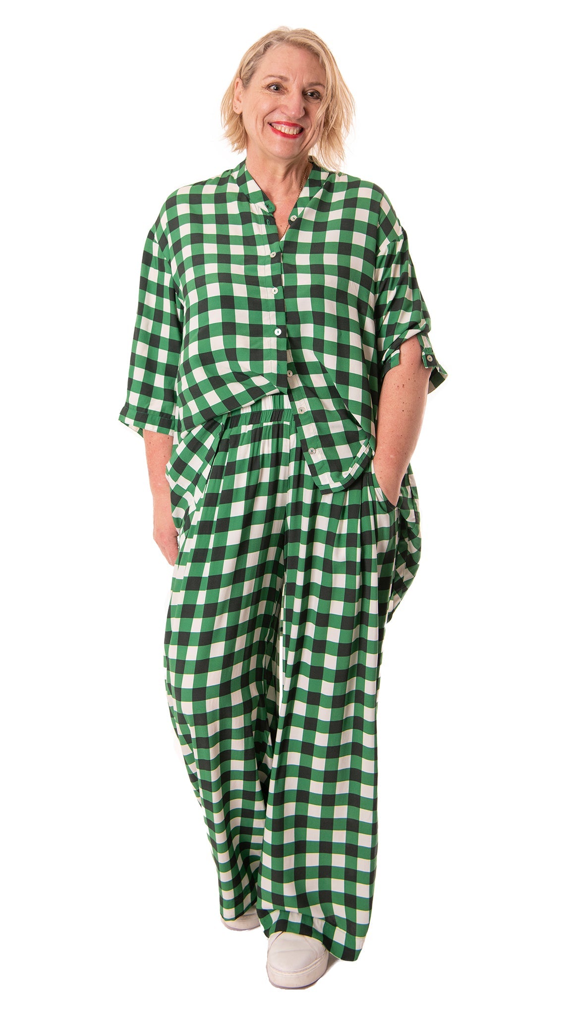 venice shirt - green gingham