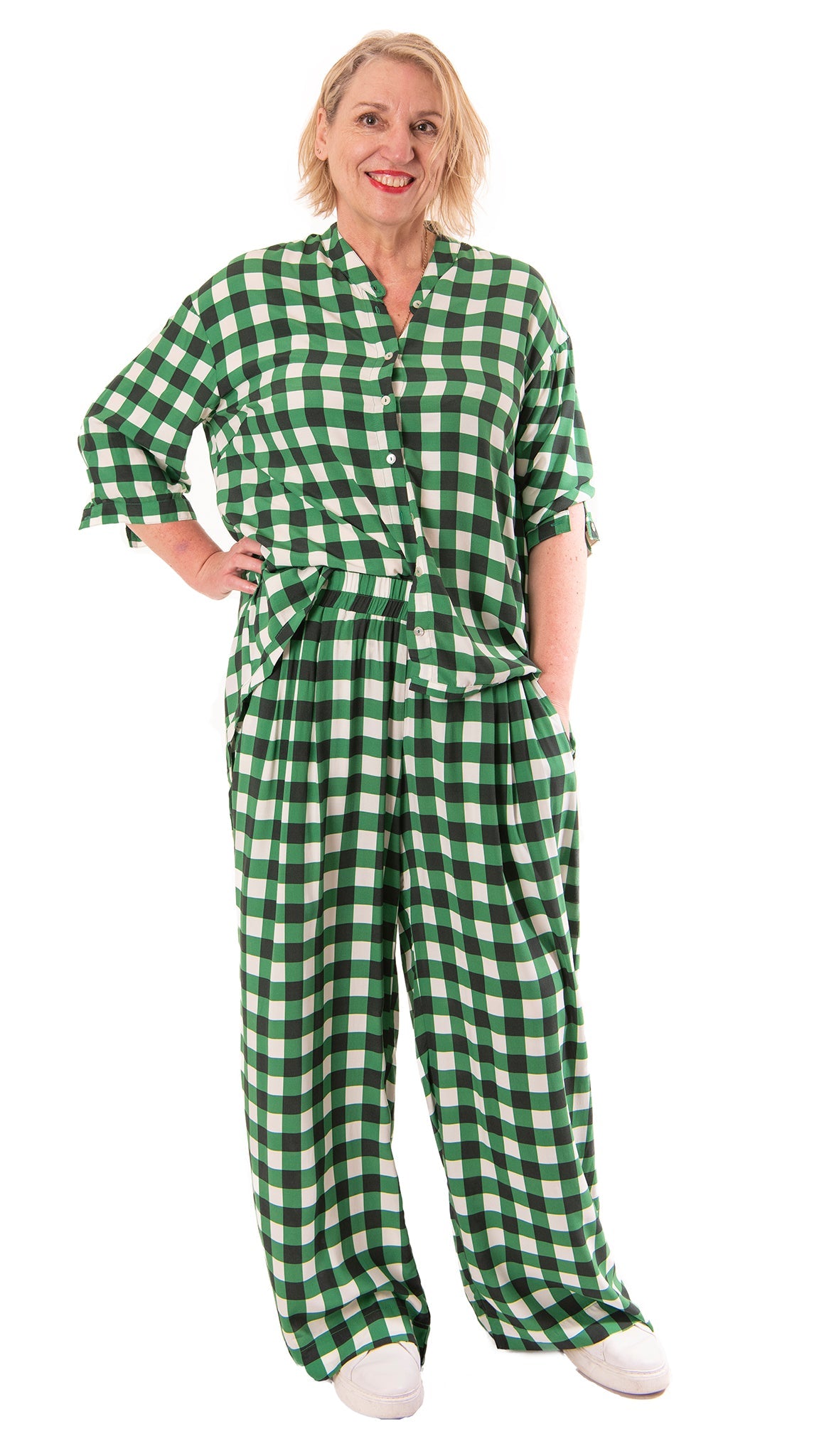 venice shirt - green gingham