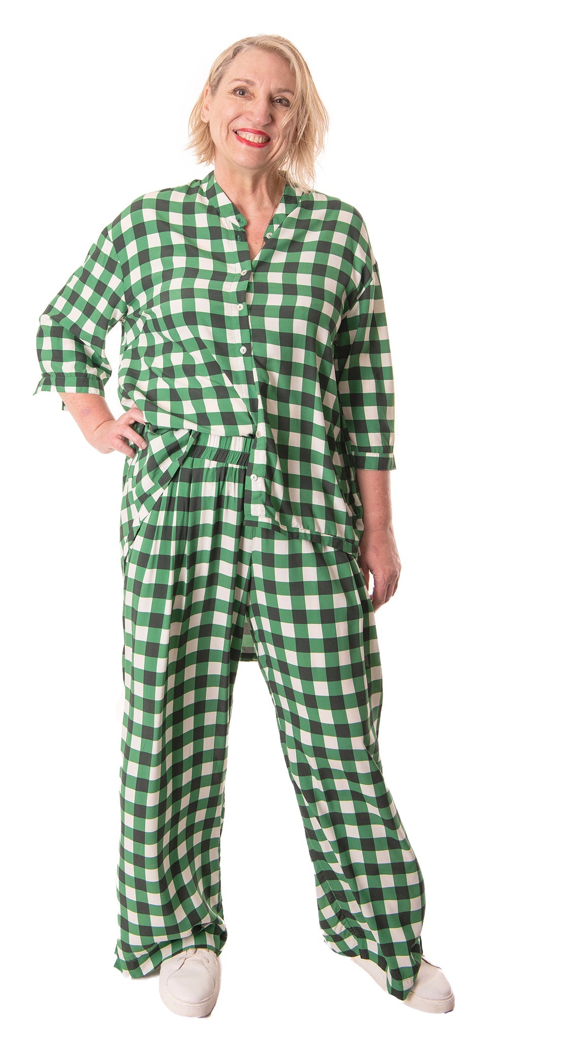 venice shirt - green gingham