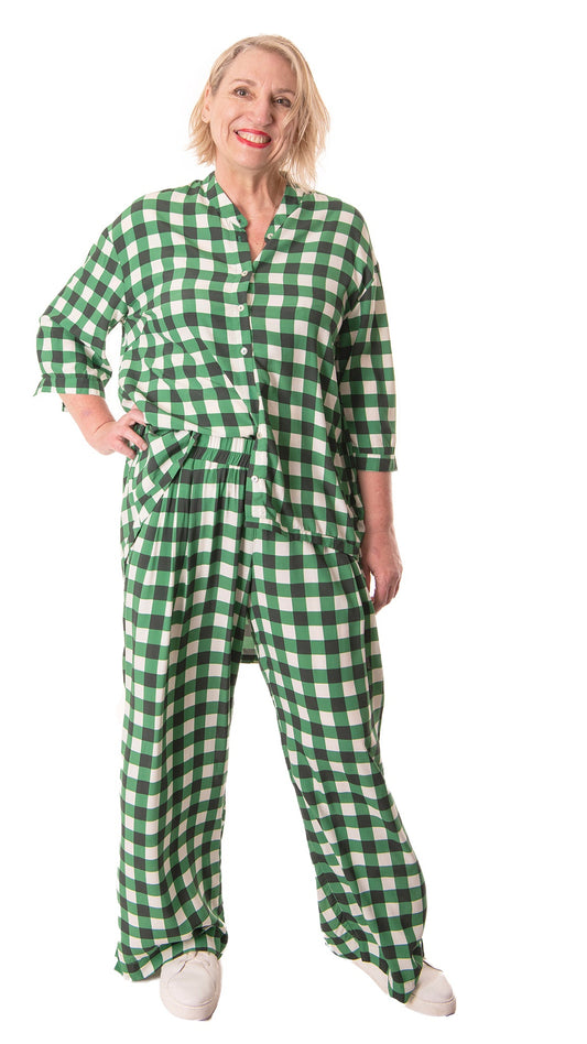 venice shirt - green gingham