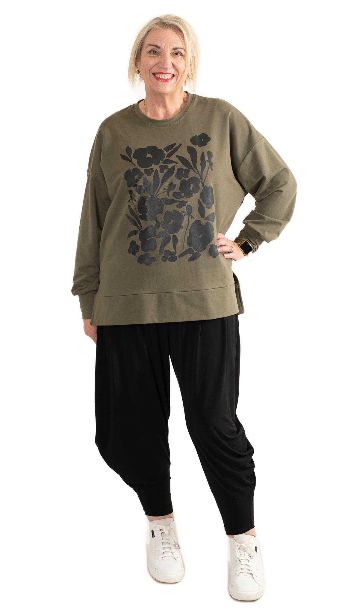 Storm sweat khaki - Square floral