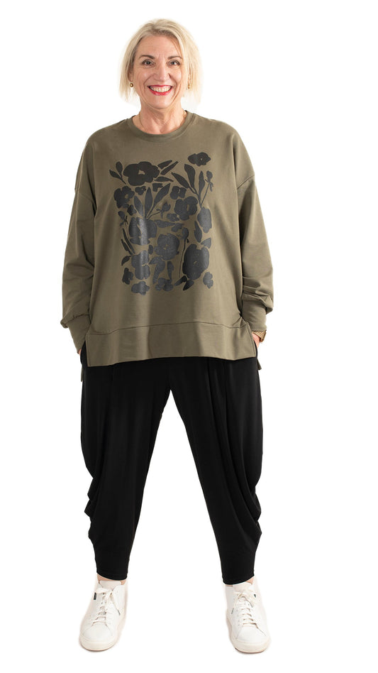 Storm sweat khaki - Square floral
