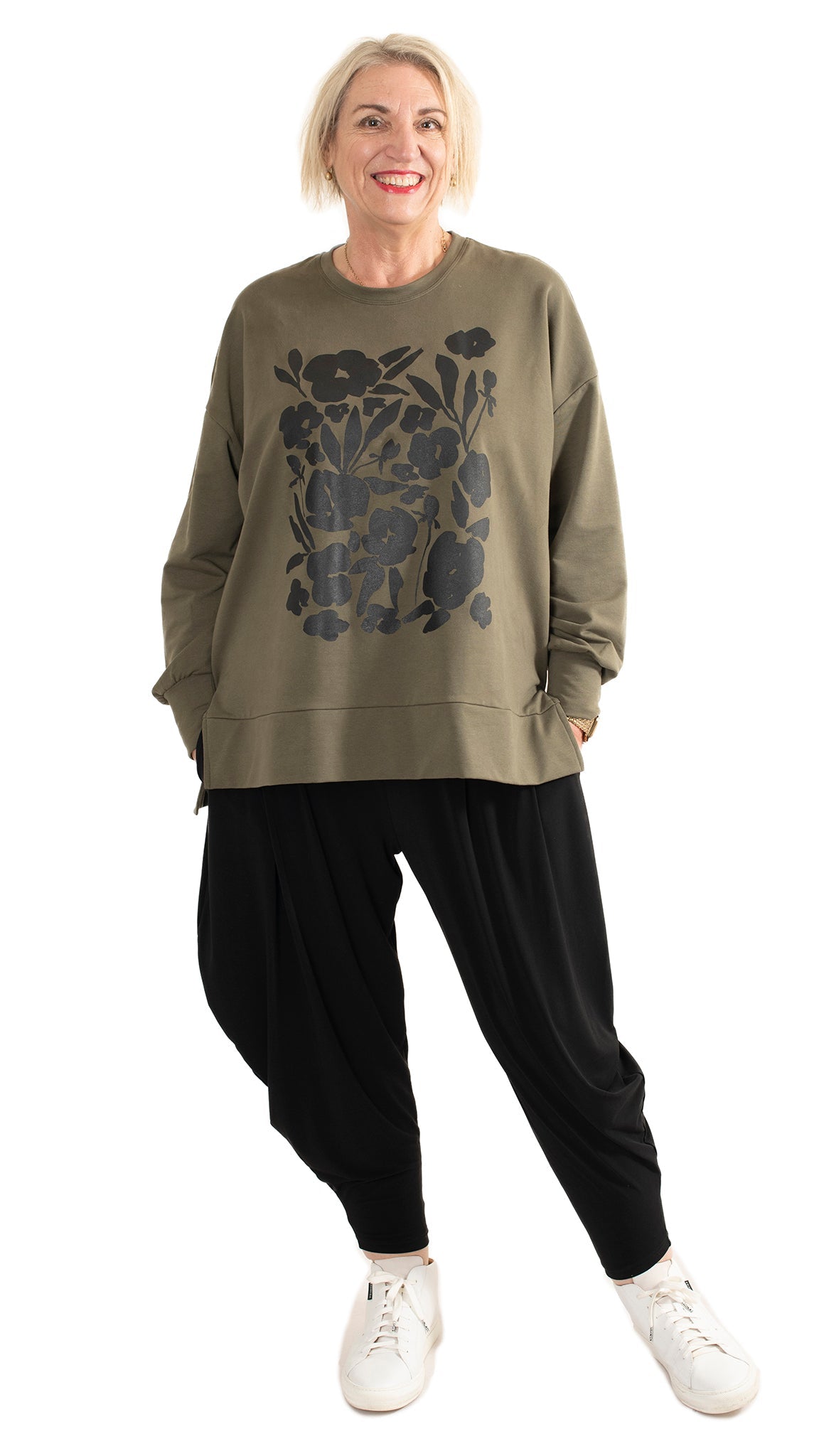 Storm sweat khaki - Square floral