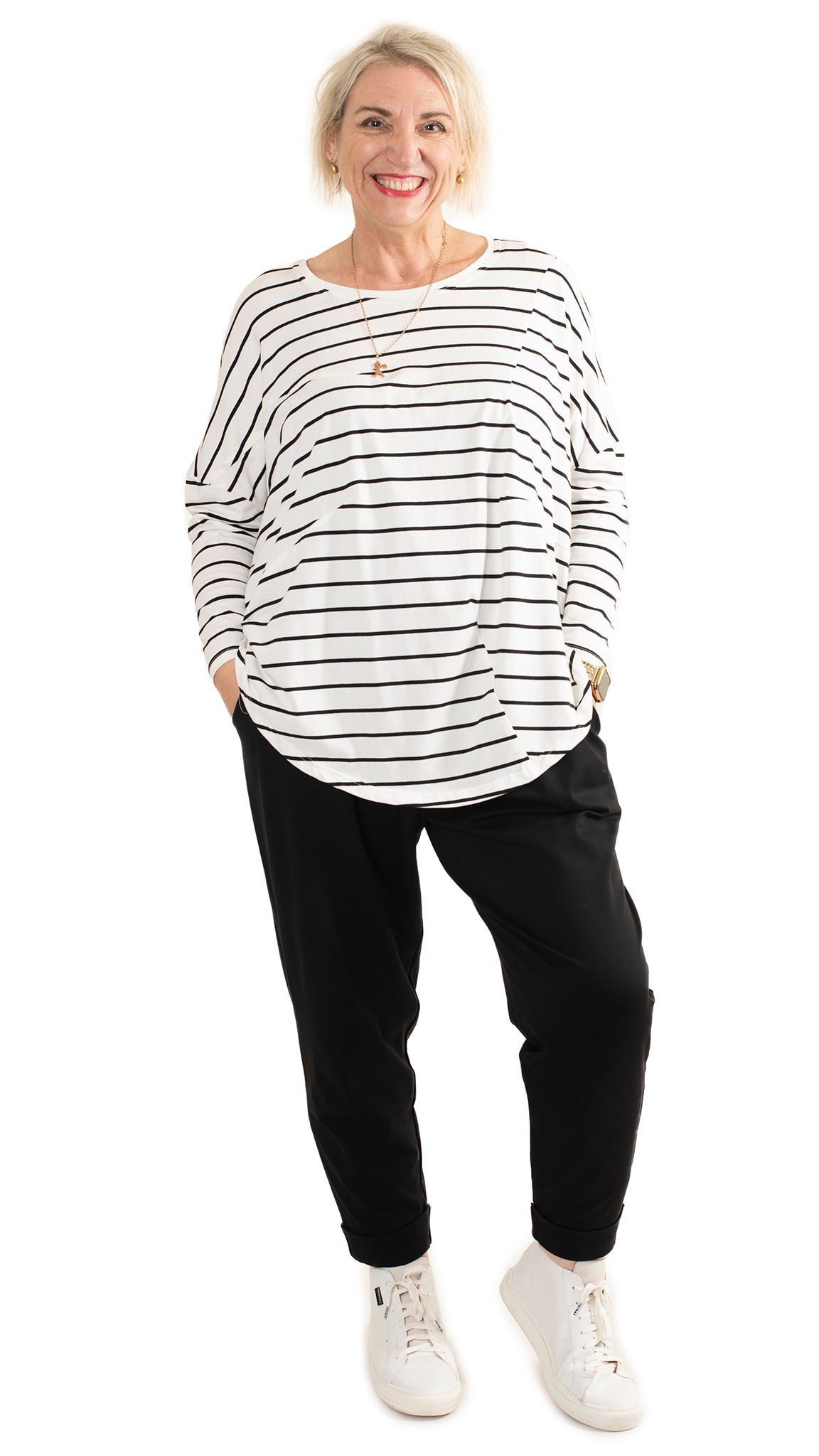 Dart top - white stripe