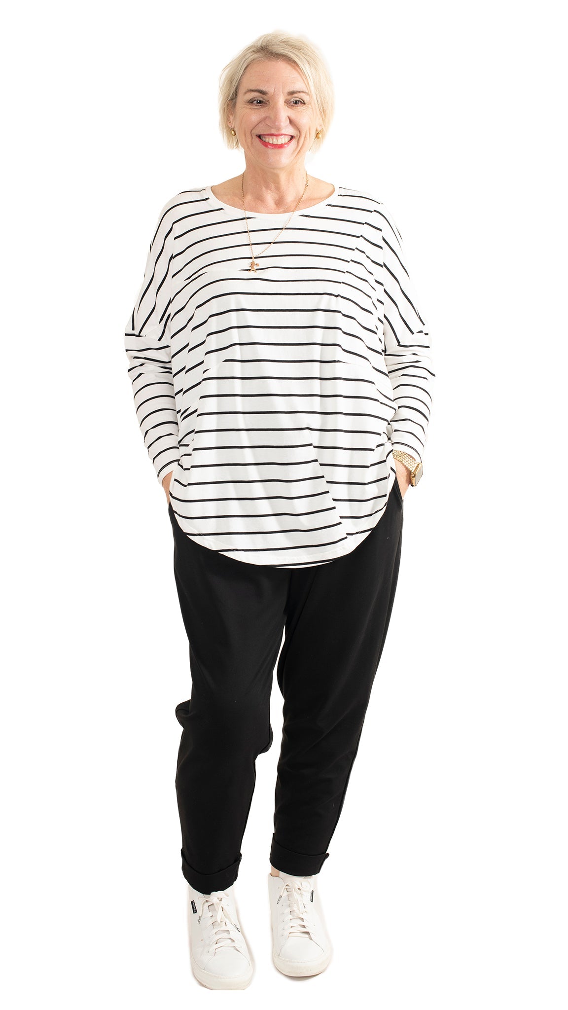 Dart top - white stripe